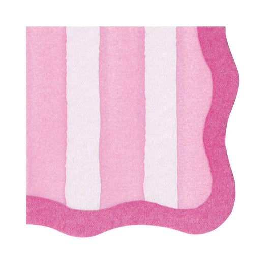 Cafe Stripe Scallop Paper Linen Die Cut Napkin 15/pack -  Pink