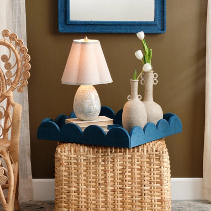 Wonderland Scalloped Tray - Indigo 24"