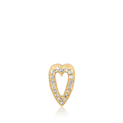 HRJ C Slide-On Mini Pave Heart - 14kt Yellow Gold