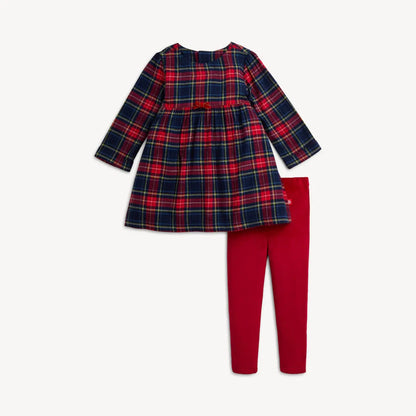Holiday Plaid Flannel Dress & Leggings -
