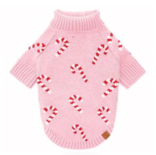 Pet Sweater - Candy Cane Pink Knit -