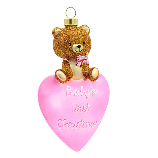 K&A Baby Girl Bear Ornament