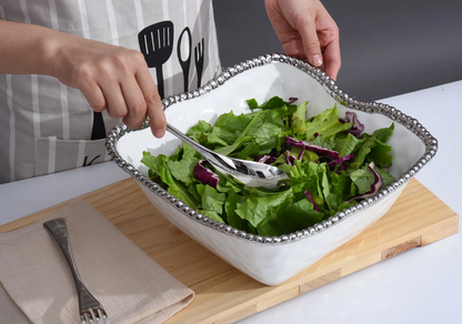PPB Silver Salerno - Large Square Salad Bowl (2253W)