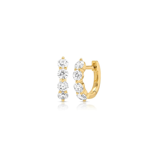 EFC E Jumbo Prong Set Diamond Mini Huggie Earrings - 14KTWG