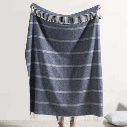Montauk Stripe Herringbone Throw - Navy