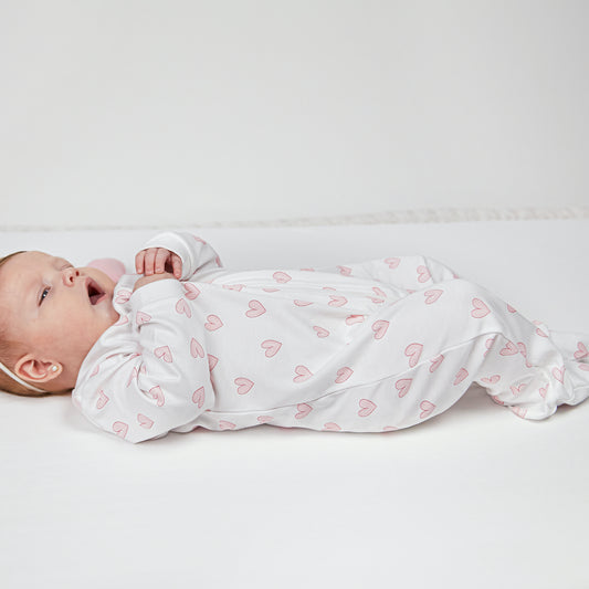 Heart Print - Zipper Footie -