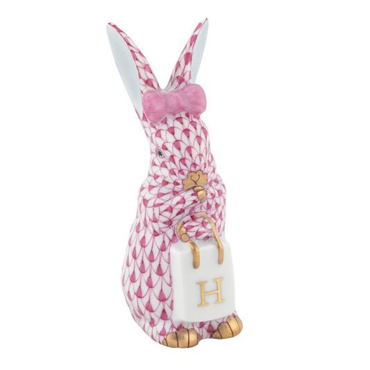 HND Figurine - Shopping Bunny - Raspberry - 3.5"H