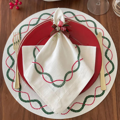 Olympia Napkin 21" - Red & Green
