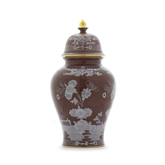 Oriente Italiano - Castagna - Potiche Vase with Lid 15"