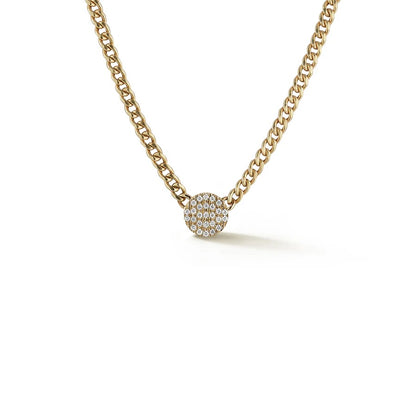 DRD N - Lauren Joy Cuban Chain Disc Necklace, .17tcw, 14KYG, 16-18"