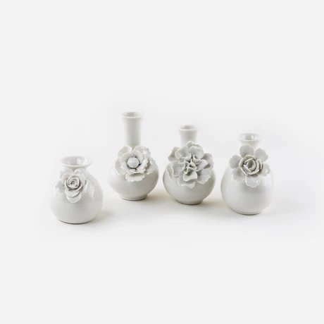 Single Assorted Small Flower Vase - White 3.5" - 5"