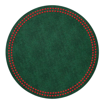 Pearls Round Placemat 15" - Red & Green