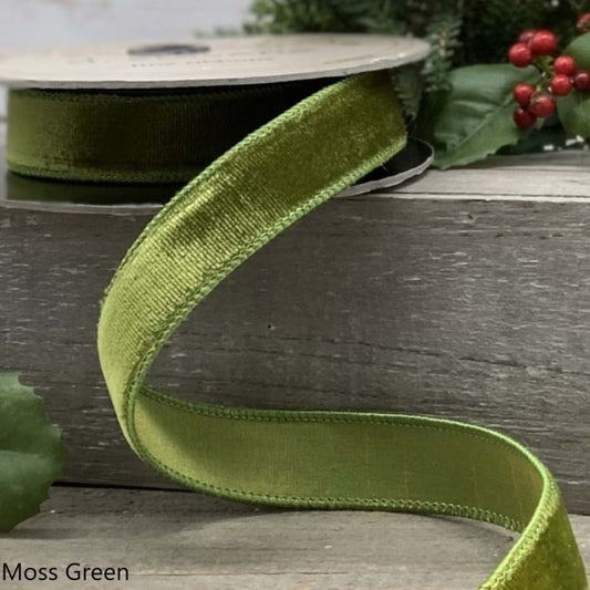 Lush Velvet Matching Dupion Back - Moss Green 1" x 10yds
