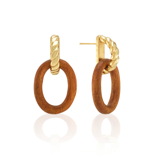 Earth Goddess - Link Drop Earrings - Teak