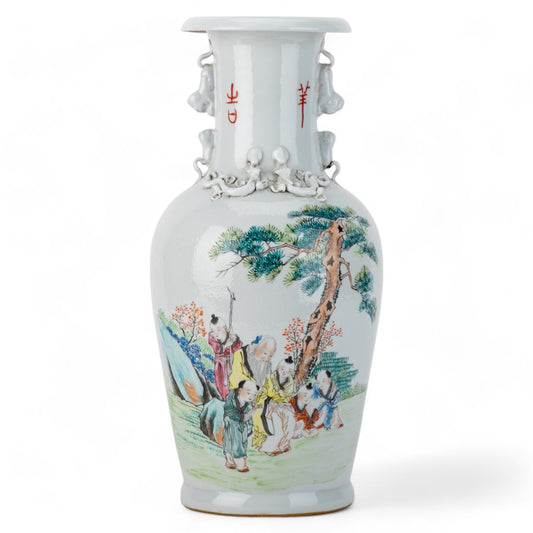 Antiqued Finish Flower Vase - Happy Grandfather - 17"H