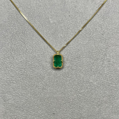 One of a Kind Rectangle 2.78ct Emerald on 18kt Gold Chain