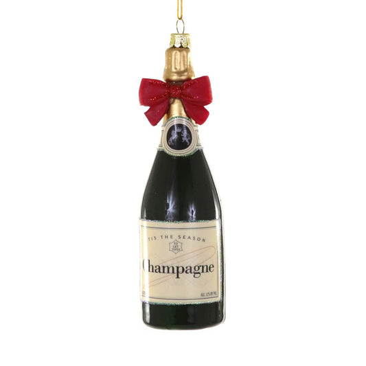 Champagne Ornament with Red Bow