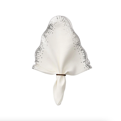 KSB Sequin Spray Napkin in Silver and White (Retired)