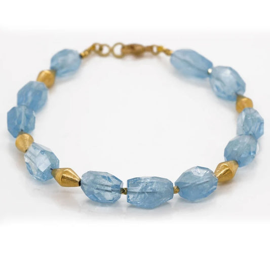 Aqua Nugget Bracelet with Gold Spacers in 18kt Gold