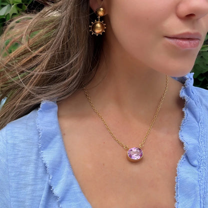DMD N Mini Gemstone Choker Necklace - Amethyst