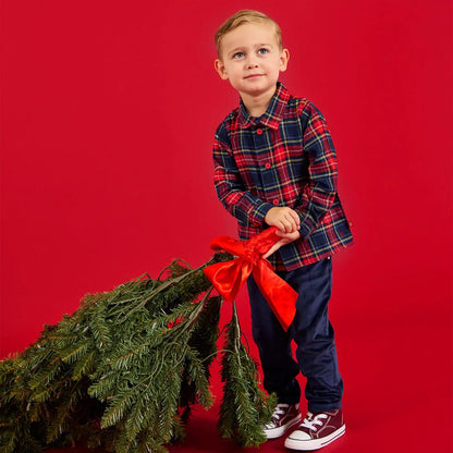 Holiday Plaid Flannel Long Sleeve Henley & Pant -