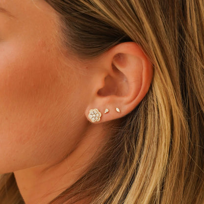 DRD E - Ava Bea Flower Studs, .33tcw, 14KYG