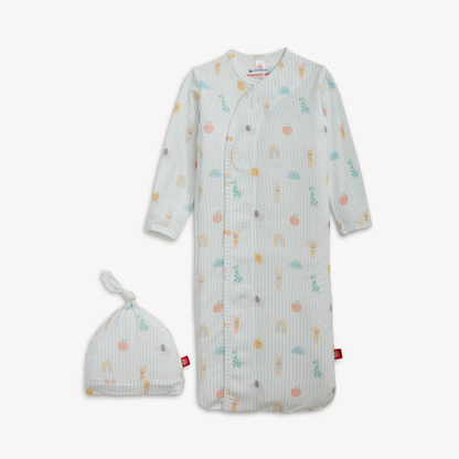 Lullaby Sky - Newborn Gown & Hat Set - Blue