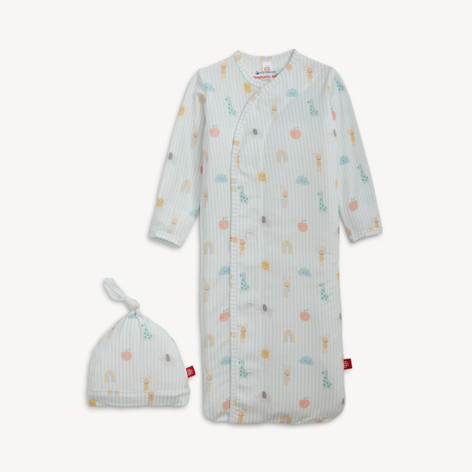 Lullaby Sky - Newborn Gown & Hat Set - Blue