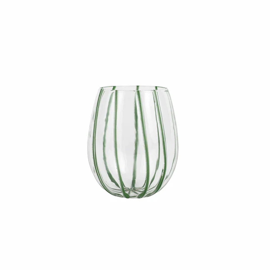 VTR Nuovo - Stripe Stemless Wine Glass - Green