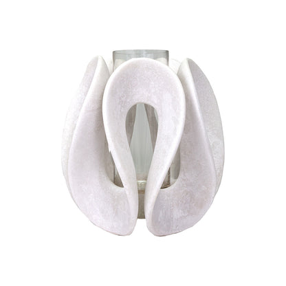 KVD Cason White Quartz Sand Candleholder 12"