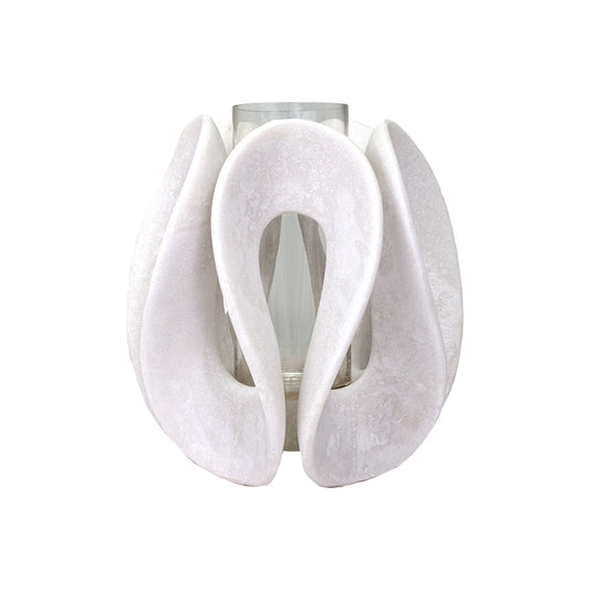 KVD Cason White Quartz Sand Candleholder 12"