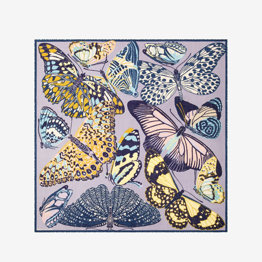 Square Scarf Etole 130 - Papillions - Grey