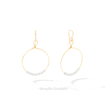 Power of Prayer Hoop Earrings - Gold with Silver Beads