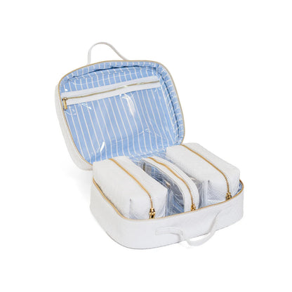 Luxe Cosmetic Toiletry Case - Woven Blanc