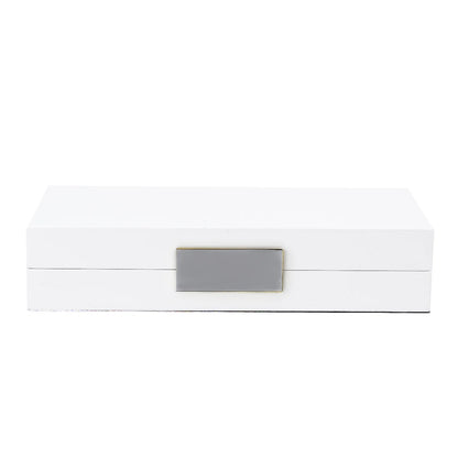 Jewelry Box with Silver Accents in White Lacquer