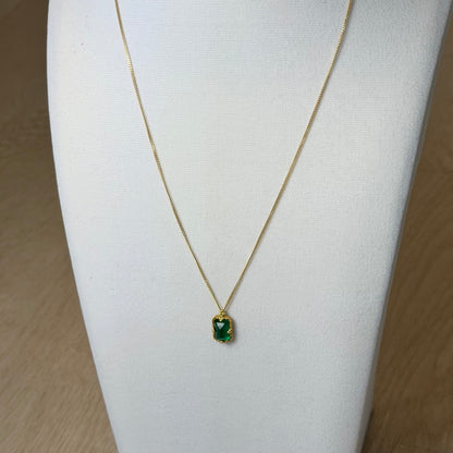 One of a Kind Rectangle 2.78ct Emerald on 18kt Gold Chain