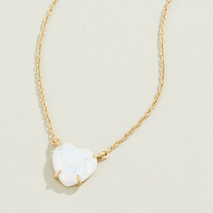 Opaline Heart Necklace 17"