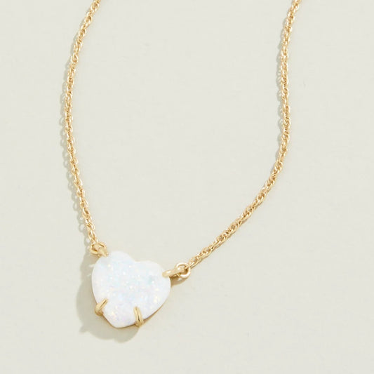 Opaline Heart Necklace 17"