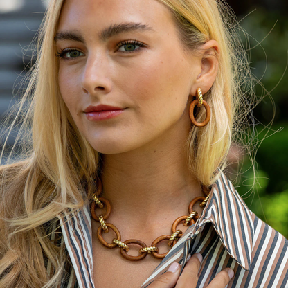 Earth Goddess - Link Drop Earrings - Teak