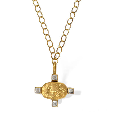 Celestial Roman Chariot Necklace - White Topaz