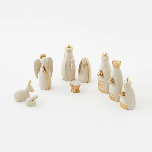Nativity - White/Gold - 2.5" - 8.75" - (Set of 9)