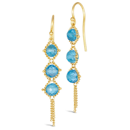 Textile Trio London Blue Topaz Earrings in 18kt Gold
