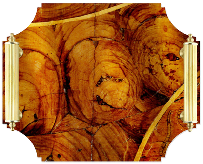 Acrylic Tray - Oysterwood with Brass Handles- 14"x 22"
