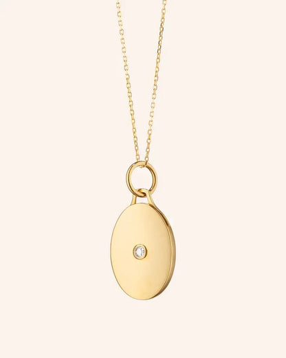 MRK Oval Half Locket with Center Diamond on 17" "Jamie "Chain - 18KYG
