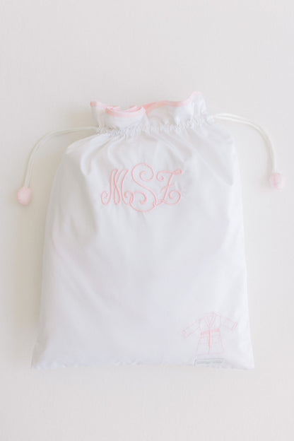 Child's Bathrobe - White with Pink Dots
