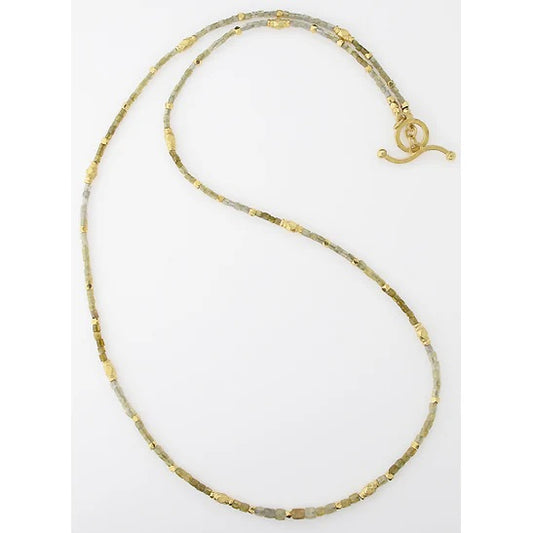 Natural Color Square Diamonds & 18kt Gold Necklace 17"