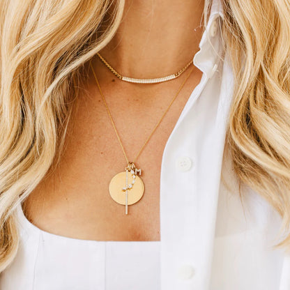 Pave Diamond & 14kt Yellow Gold Initial Charm