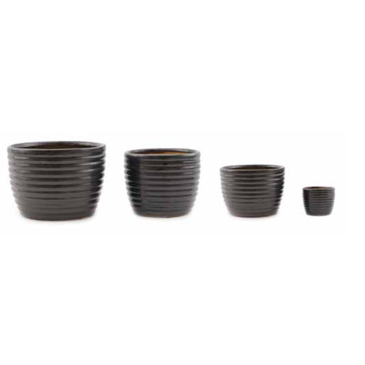 RFN Ribbed Gun Metal Glazed Pot - Small