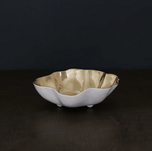 Thanni - Soho - Onyx Medium Bowl in White & Gold
