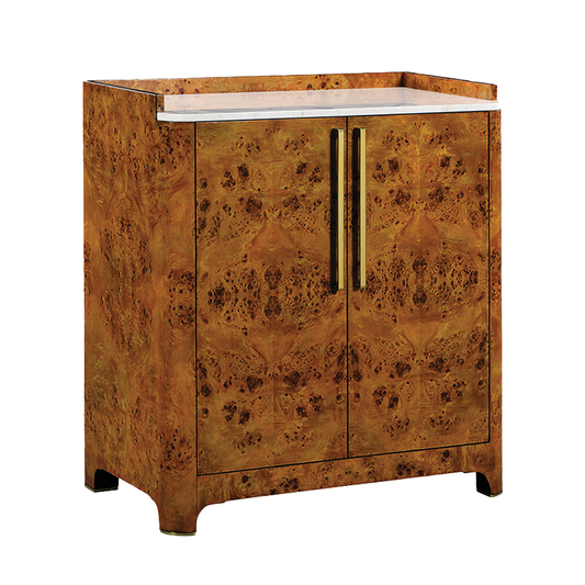 Syracuse Bar Cabinet - Rustic Burl Wood